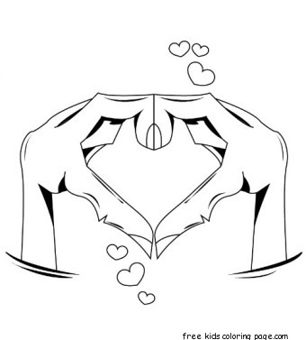 Printable Hands Forming Heart Valentine Day Coloring Pages