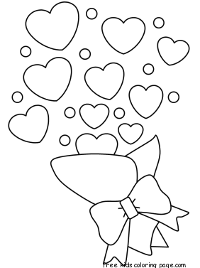 Printable Valentines day bouquet heart coloring pages