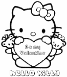Hello kitty be my valentine coloring pages f