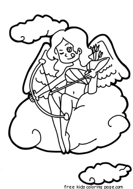 Printable happy Valentines Day Cupid girl coloring pages