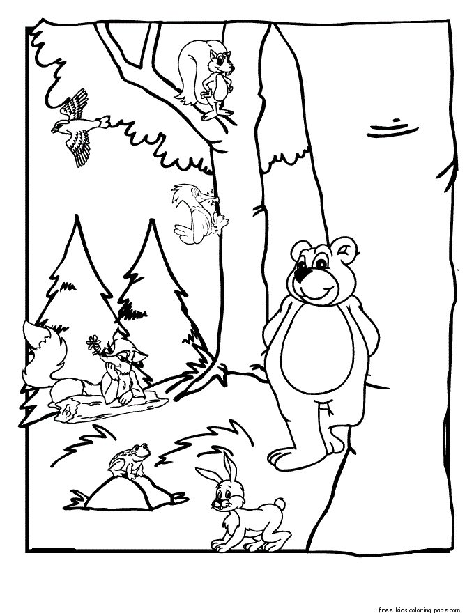 printable forest animals coloring pages for kidsFree