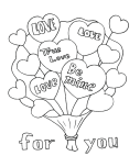 Valentines bouquet flowers coloring pages to print for girls.