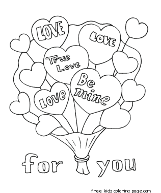 Valentines bouquet flowers coloring pages to print for girls.
