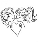 Printable Valentine Kisses Coloring Page