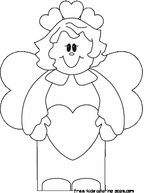 Picture to color valentines day angel to print out for kids