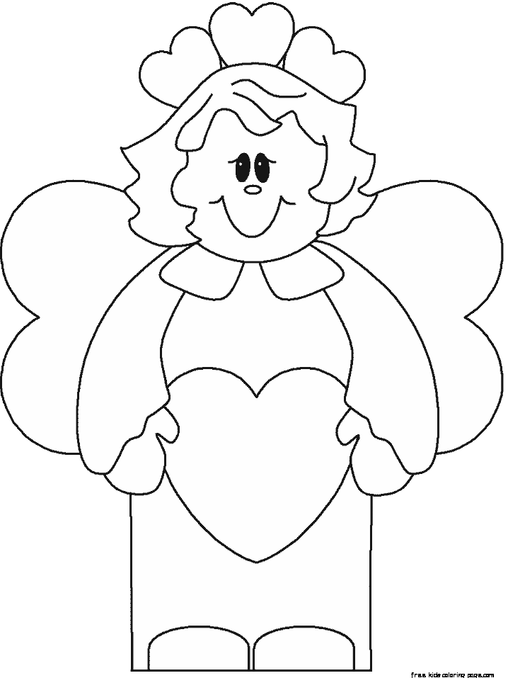 Picture to color valentines day angel to print out for kids