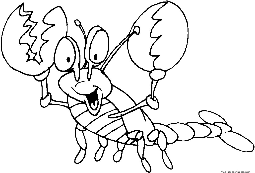 Printable happy Lobster coloring page