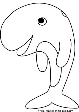 Printable happy face whale coloring page