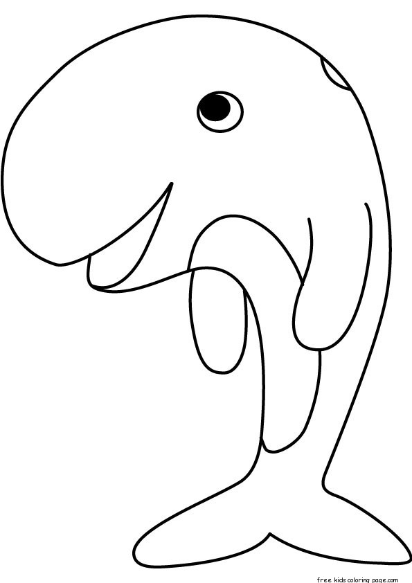 Printable happy face whale coloring page