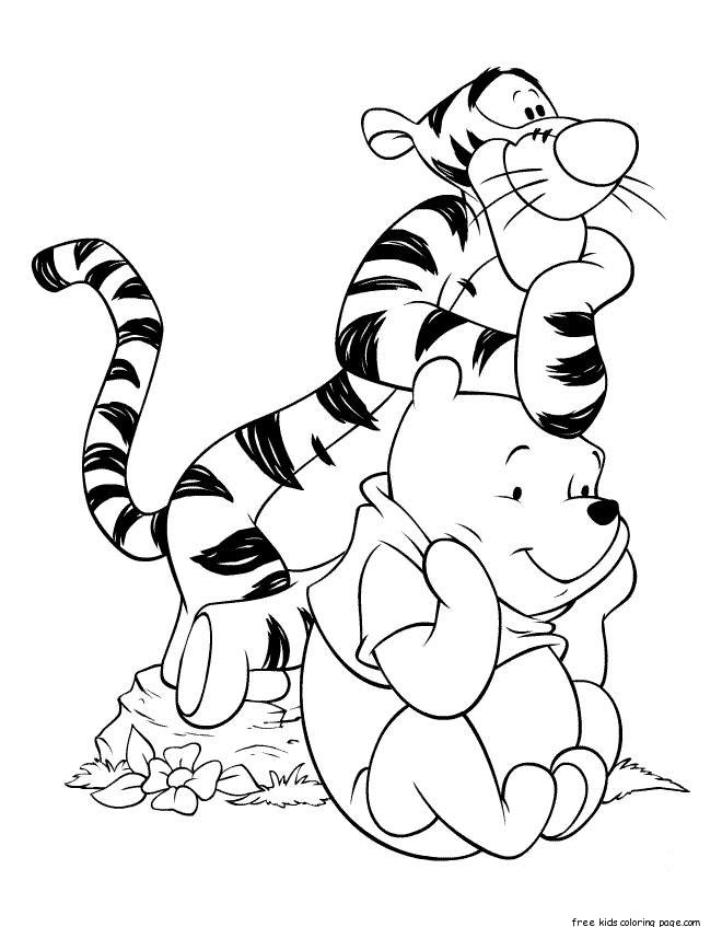Printabel coloring pages Winnie the Pooh and tigger