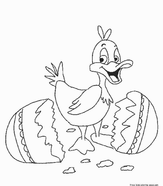 Printable Happy Easter Egg and cute duck coloring pages