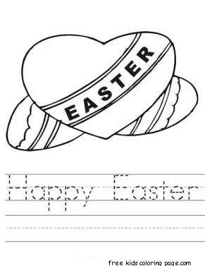 Printable Happy Easter Hearts coloring page