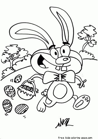 Print out easter bunny coloring in pages for kids.