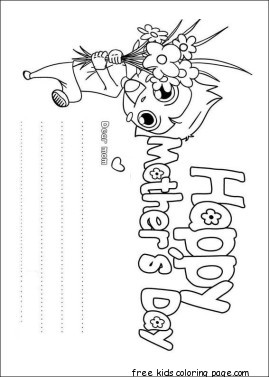 Printable boy holding flower for mom happy mothers day coloring page