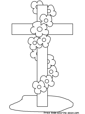 Easter cross coloring pages printable for kids.