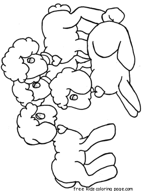 Printable happy Easter Lambs coloring page