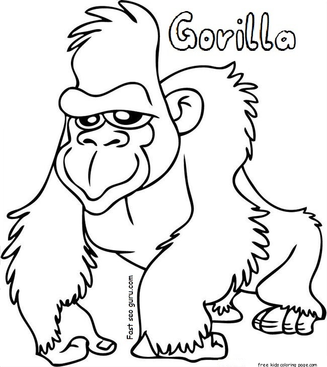 gorilla coloring sheets free printable for kidsFree Printable Coloring