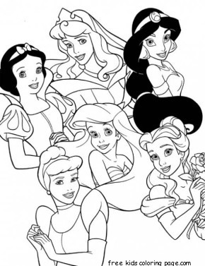 Printable Disney princesses coloring pages for girls