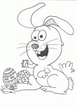 Easter eggs and happy bunny coloring page for kids to print out