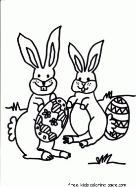 Printable easter eggs and bunny coloring page