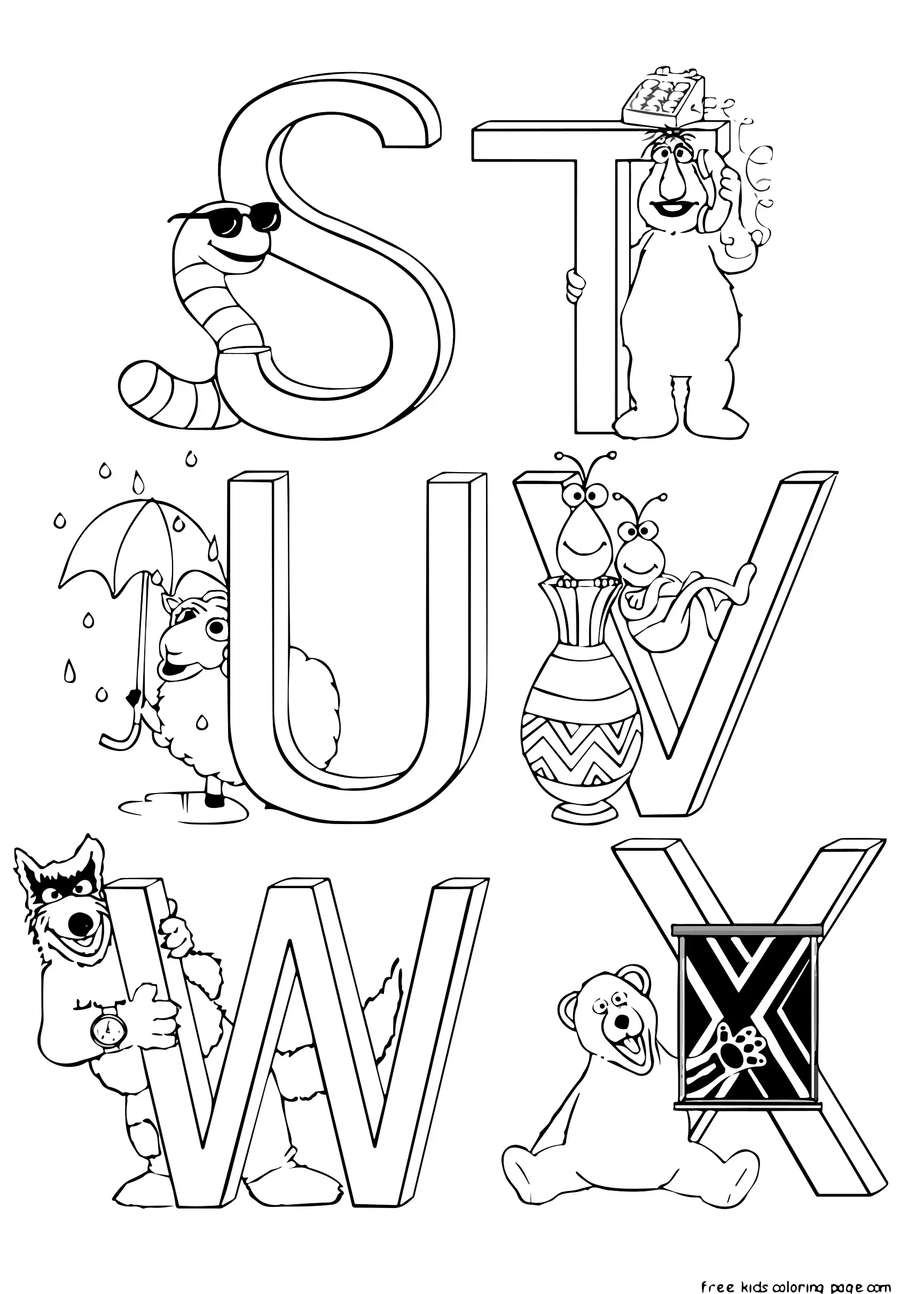 Alphabet worksheets Sesame Street to printable color in alphabet letters