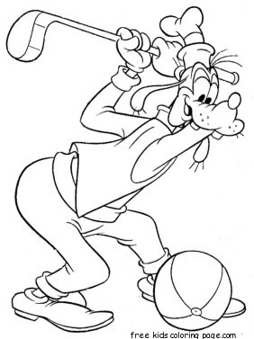 Goofy Playing Golf Coloring Page