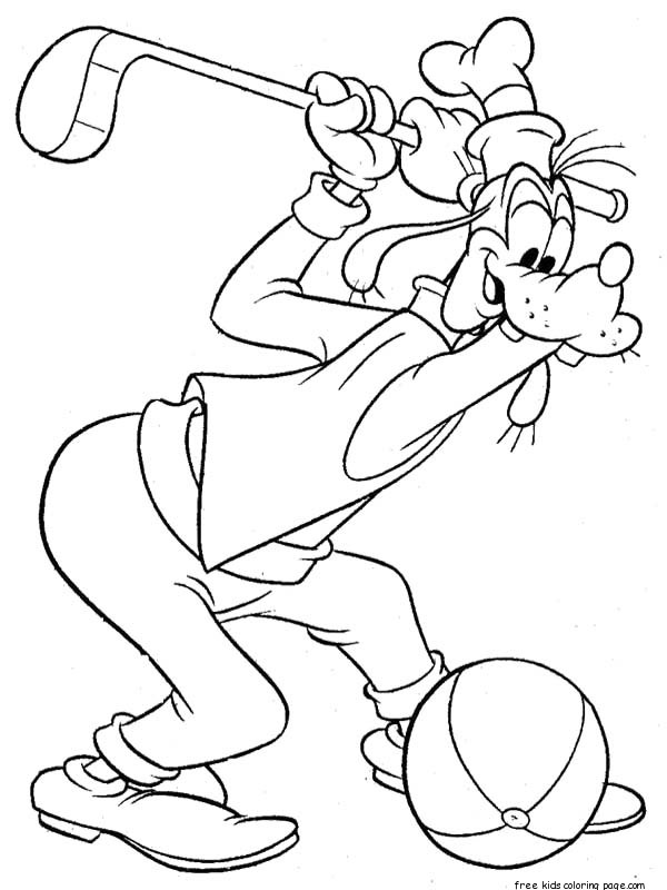 Goofy Playing Golf Coloring Page