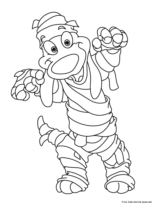 Printabel halloween mummy dogs coloring pages