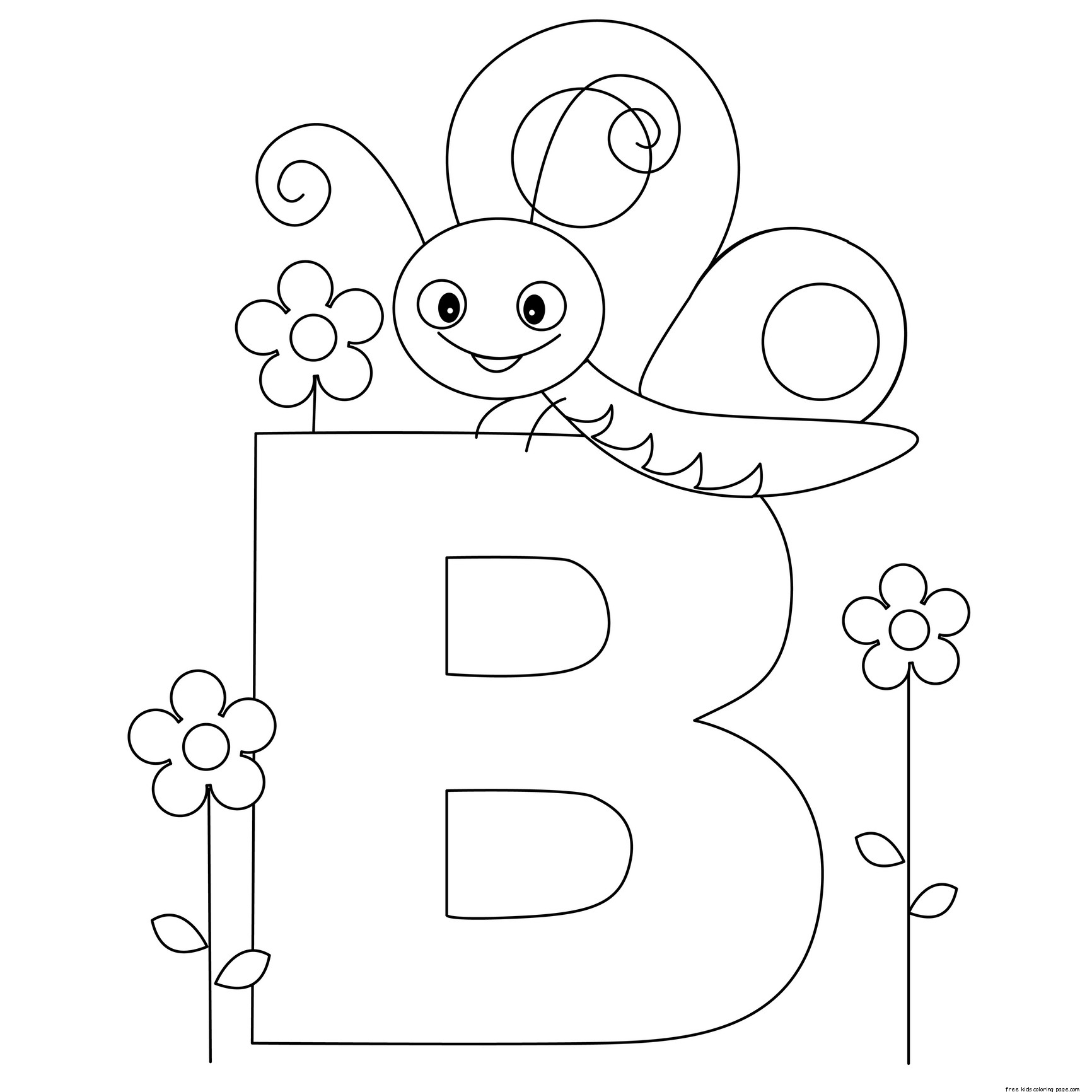 Printable Animal Alphabet Letter B Butterfly