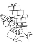 coloring page of christmas elf gifts for kids