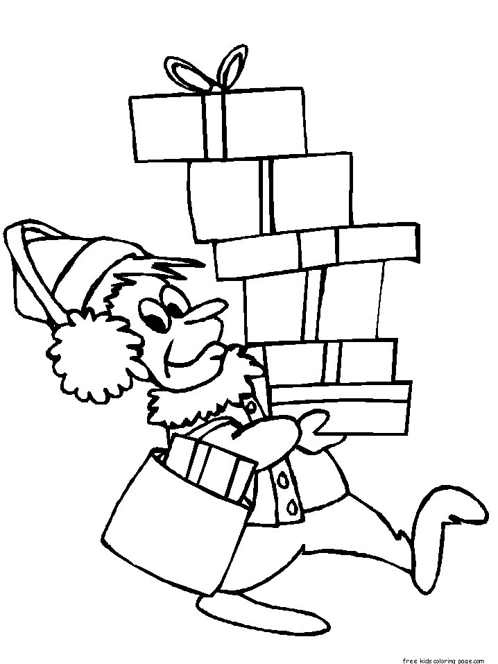 Coloring pages of Christmas Elf Gifts and Presents