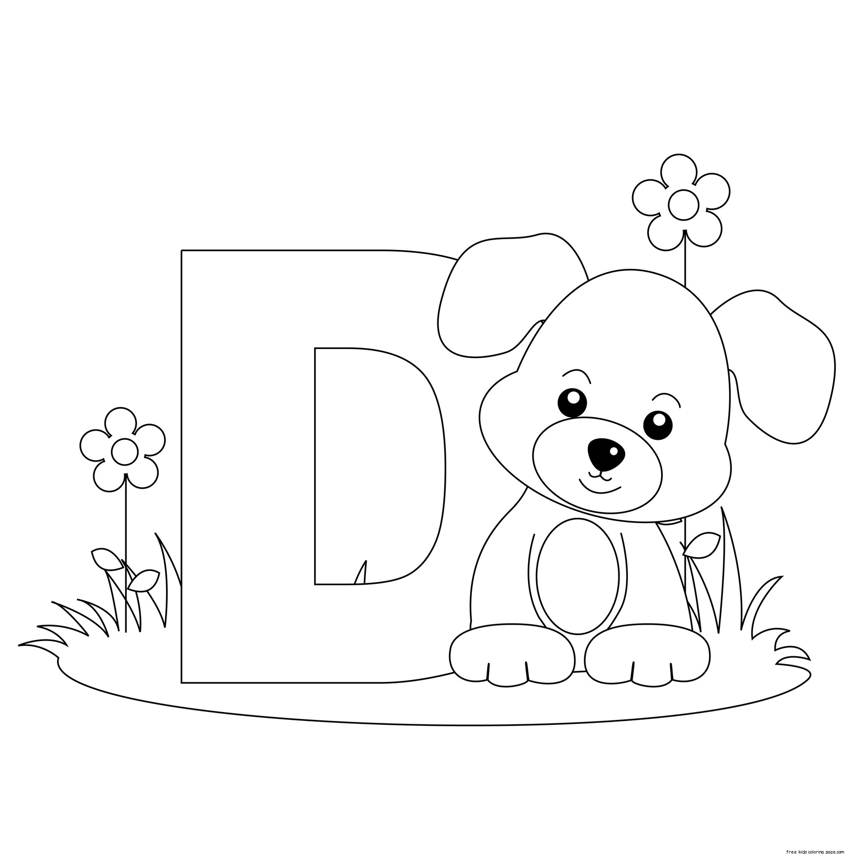 Printable Animal Alphabet Letter D for Dog