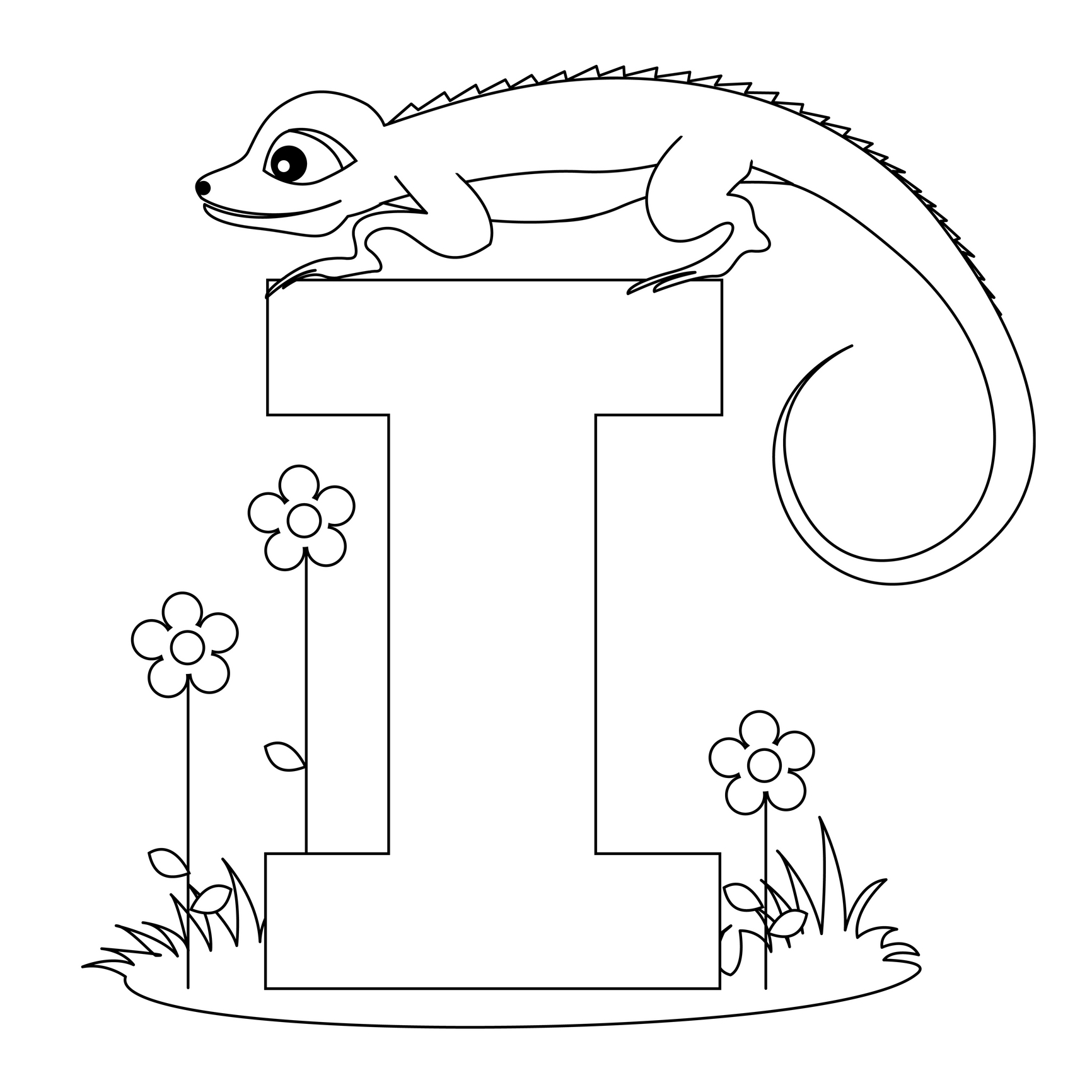 Printable alphabet worksheets letter i for Iguana for  