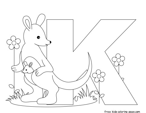 Printable Animal Alphabet Letter K for Kangaroo