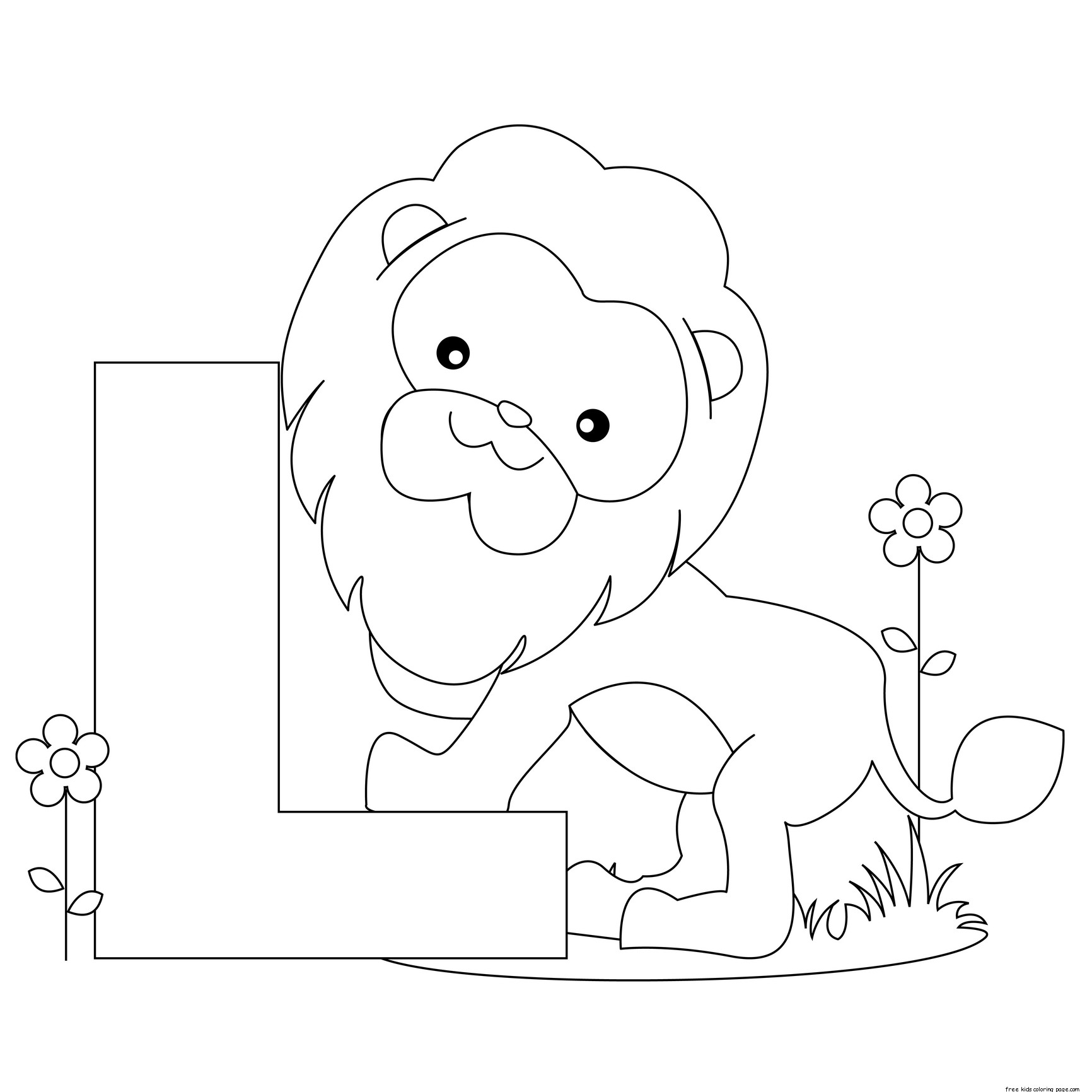 Download Printable Animal Alphabet Letter L is for Lion - Free Printable Coloring Pages For Kids.Free ...