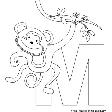 Printable Animal Alphabet Letter M for Monkey