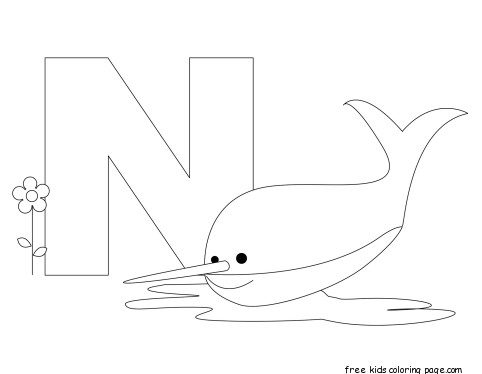 Printable Animal Alphabet Letter N is for Nurse Shark