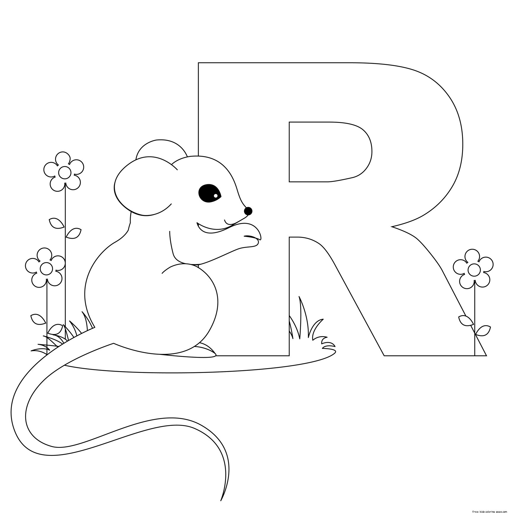 Printable animal alphabet letters coloring pages letter R