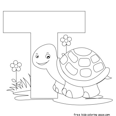 Printable Animal Alphabet Letter T is for Turtle