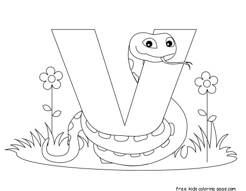 Printable Animal Alphabet Letter V is for Viper