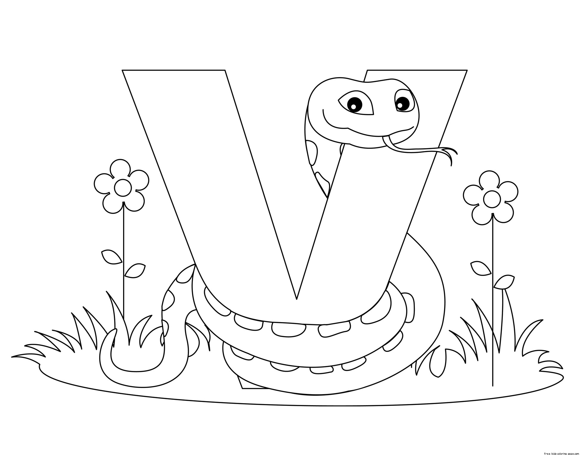 Printable traceable alphabet letter v worksheet for viper