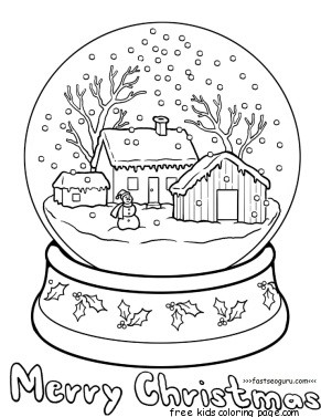 Printable christmas snow globe coloring pages