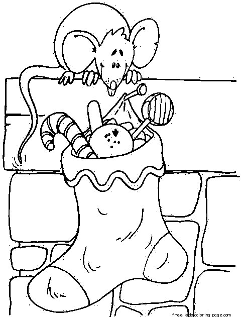 christmas stockings Presents for Mouse coloring pages