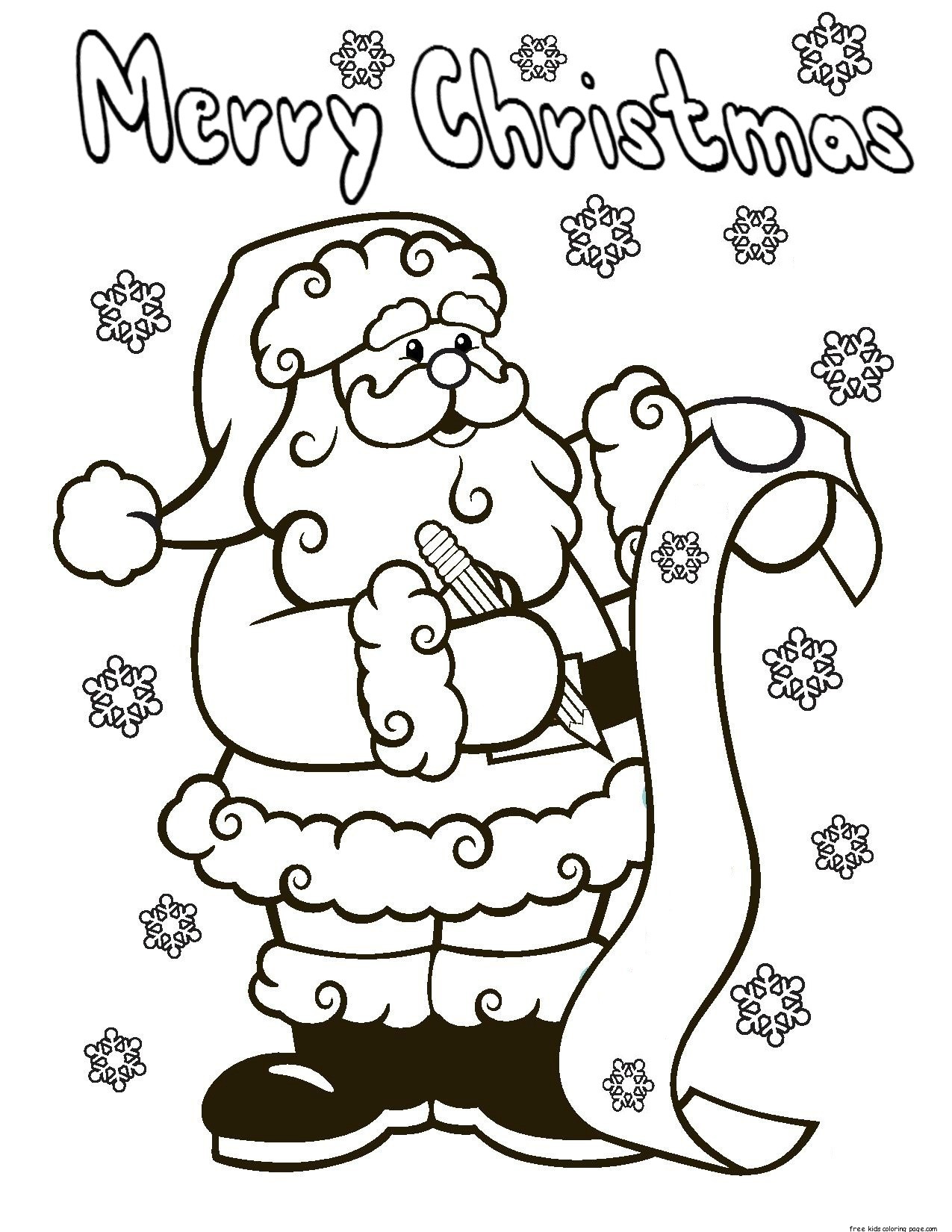 santa claus wish list printable christmas coloring pagesFree Printable