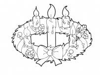 Advent wreath candles coloring page for kids to prinable