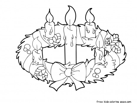 Advent wreath candles coloring page for kids to prinable