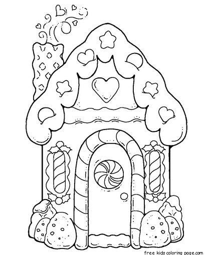 gingerbread house printable coloring pages for kidsFree ...