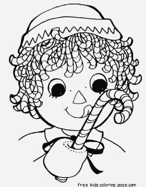 Girl eating Christmas candy canes coloring pages