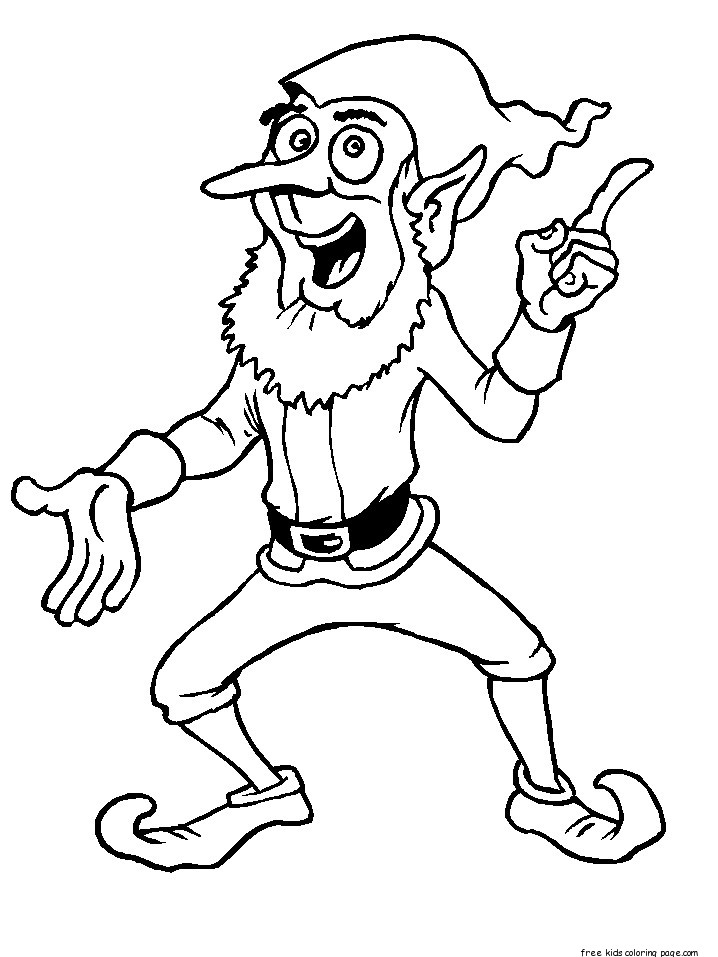 Kids coloring pages of Christmas Elves father is happy