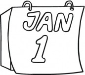 New year calendar coloring page for kids